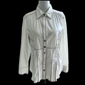 Ciet et Neige Vintage Women's Dress Shirt Fitted EU 42/US 6 White & Black